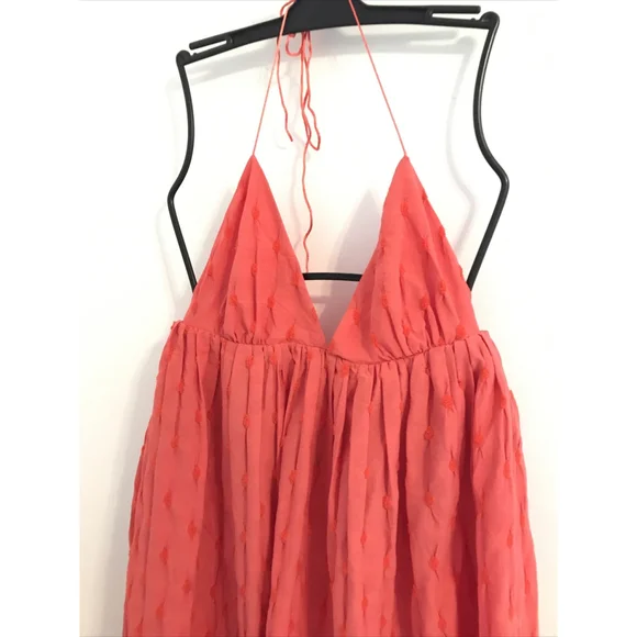 NWT Free People Primmy Midi Dress LARGE Ice Coral